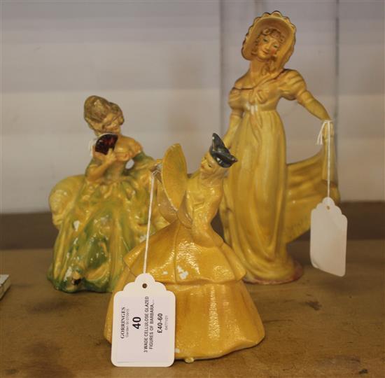 3 Wade cellulose glazed figures of Barbara, Gloria & Pompadour, 1930s.